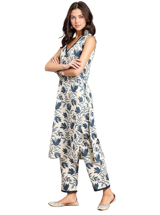 rytras Women's Cotton Printed Straight Kurta With Pant Set