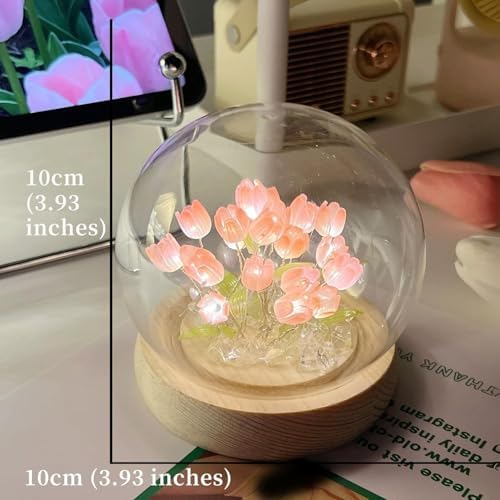 Night Lamp for Bedroom – LED Tulip Light with Wooden Base