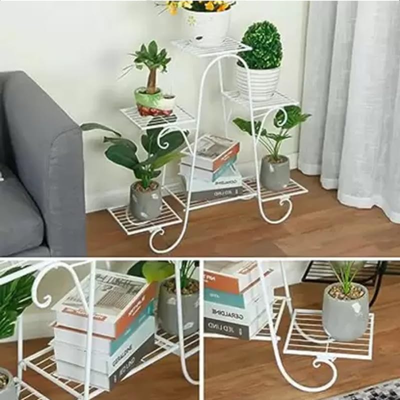 UZ; METAL STORE 6-Tier White Iron Plant Stand | Multi Tier Metal Flower Pot Holder for Balcony, Indoor & Outdoor Home Decor