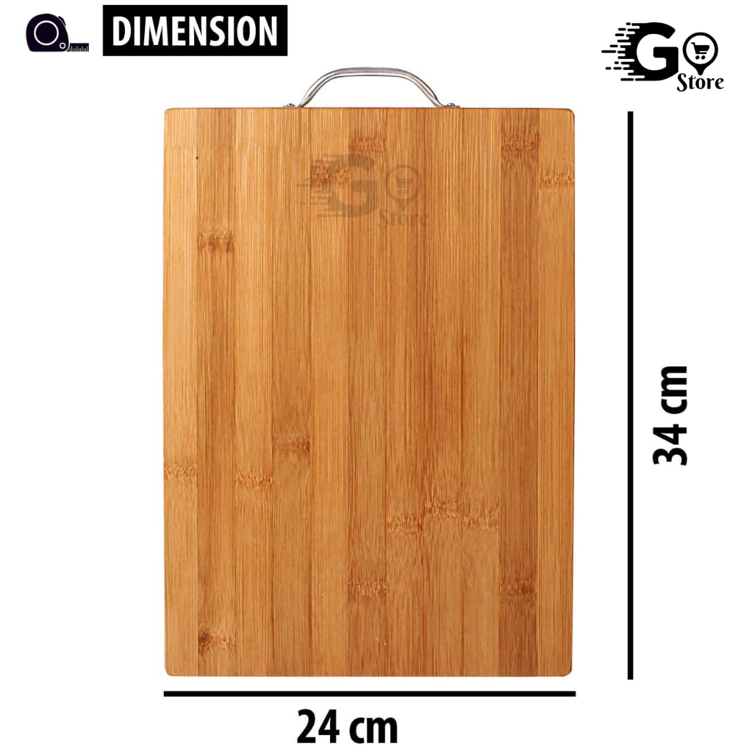 Go Store Extra‑Large Bamboo Cutting Board 34×24 cm – Metal Handle, Eco-Friendly & Antimicrobial