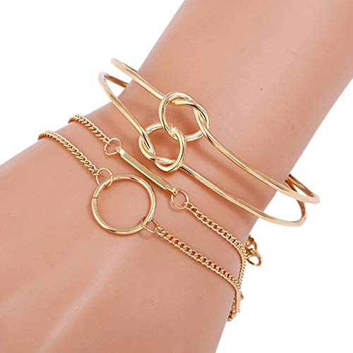 Shining Diva Multilayer Charm Bangle Set | Gold Plated Bracelets for Women & Girls