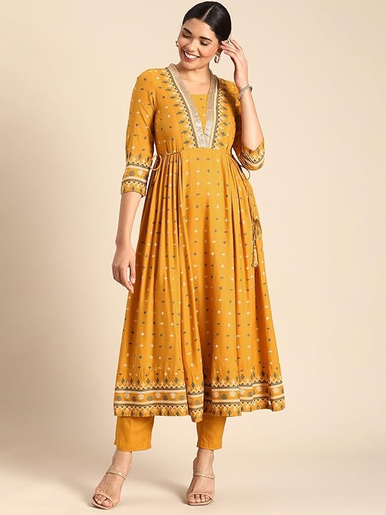 ANNI DESIGNER Women's Rayon-blend Kurta With Pant