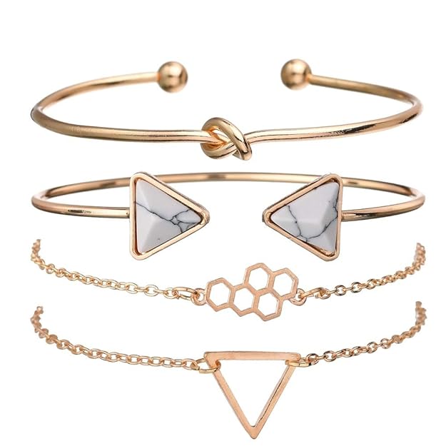 Shining Diva Multilayer Charm Bangle Set | Gold Plated Bracelets for Women & Girls